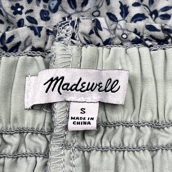 Madewell Florentine Floral Smocked Pull-On Cotton Shorts Glassware Blue S - NWOT - Picture 3 of 5